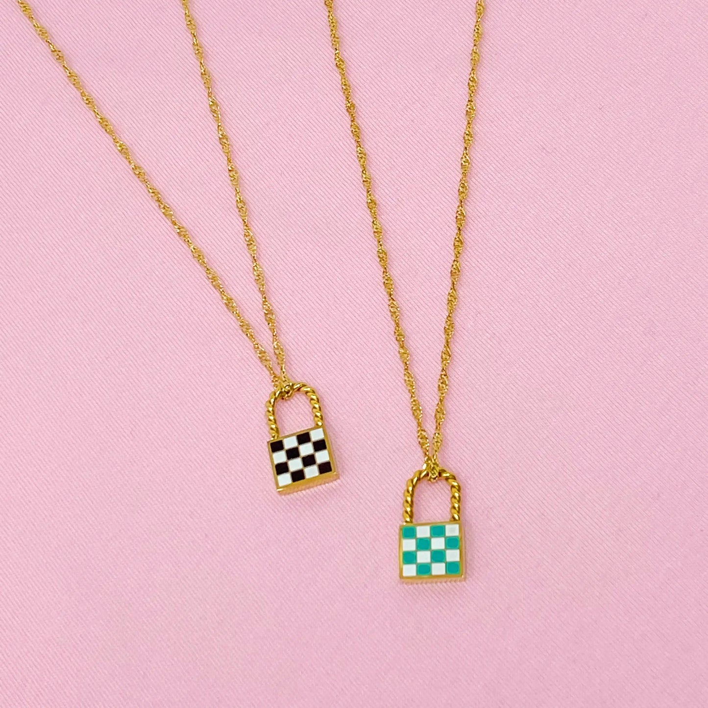 Checkered Locket Necklace WEM Support (www.WEM.support)