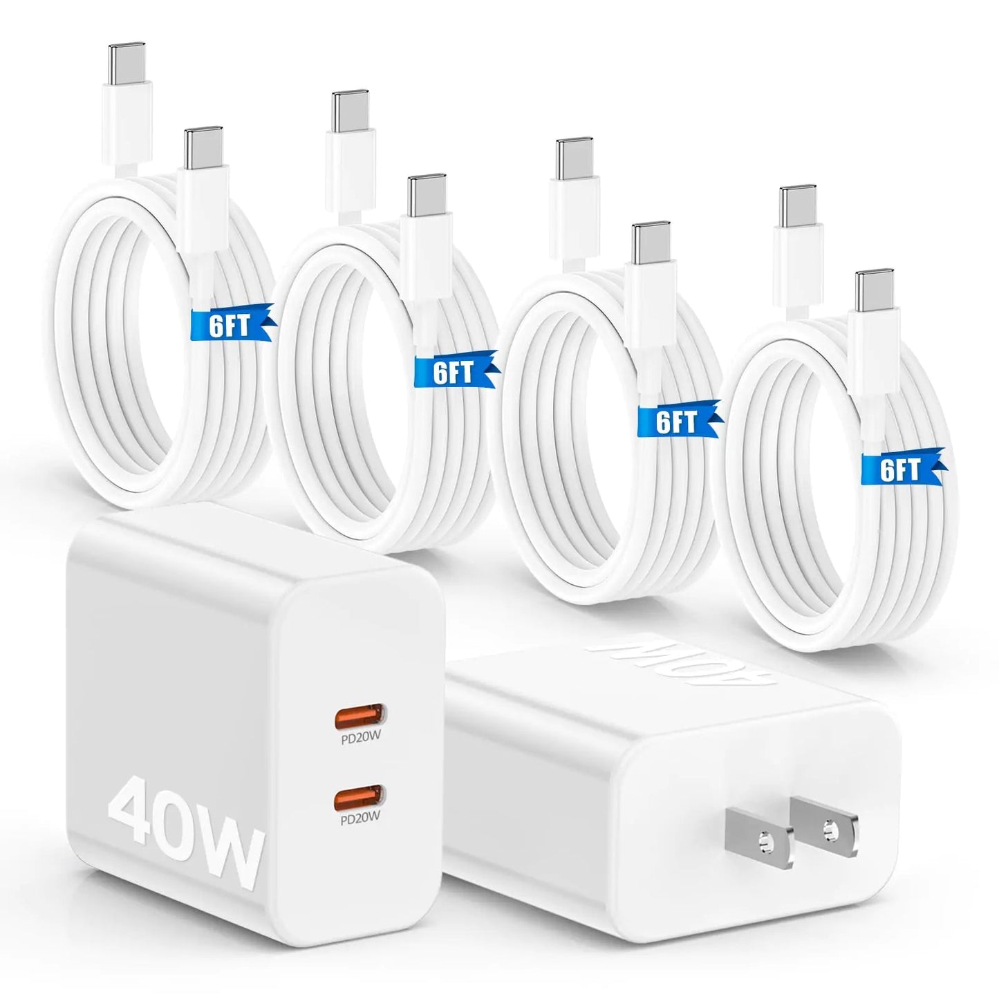 40W Fast Charger for iPhone 16 15 Pro Max Charger Fast Charging,2Pack Dual Port USB C Charging Block with 4Pack 6FT USB C to USB-C Charger Cord for iPhone 16 15 Plus/16 15 Pro Max/iPad Pro/Samsung S24 HejK.com