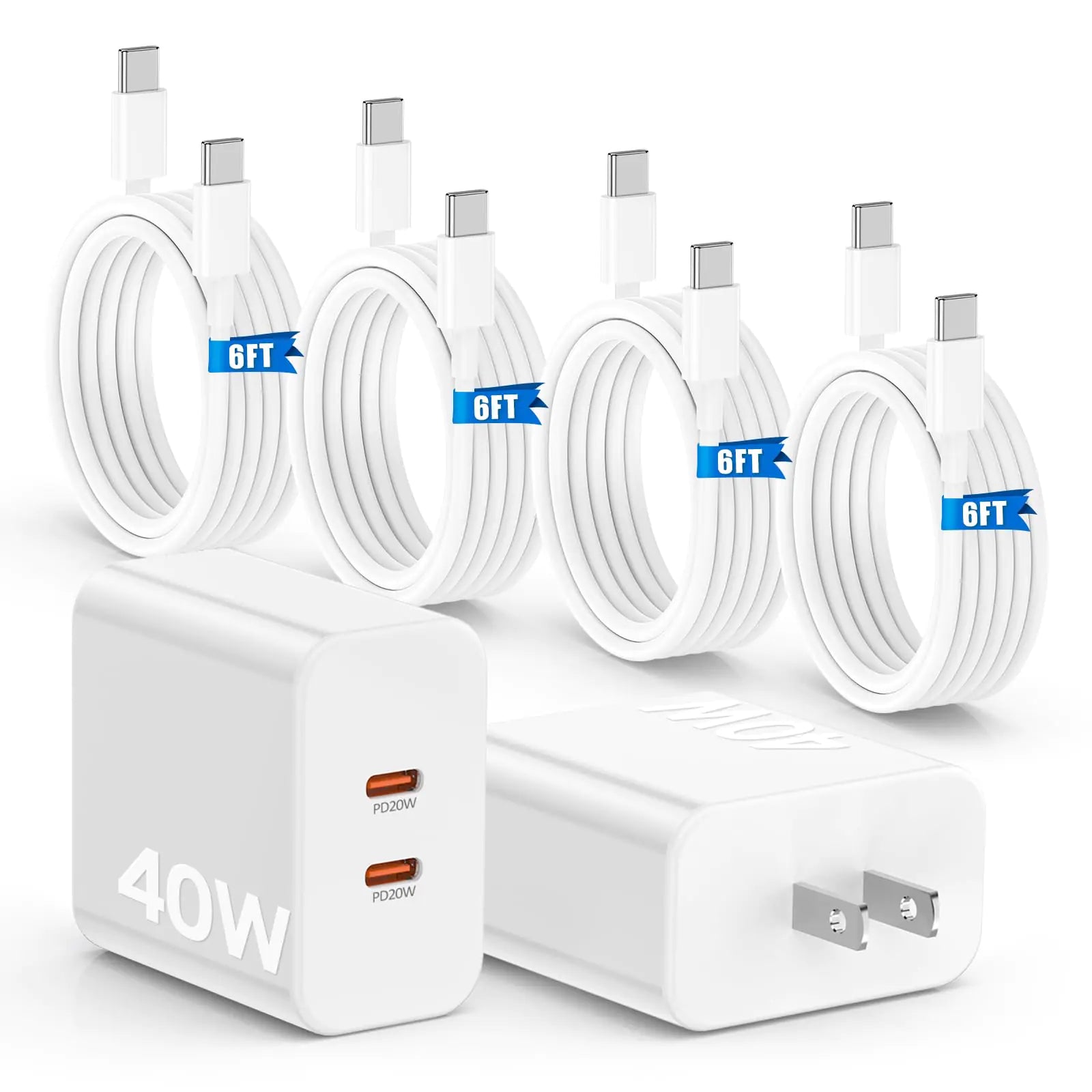 40W Fast Charger for iPhone 16 15 Pro Max Charger Fast Charging,2Pack Dual Port USB C Charging Block with 4Pack 6FT USB C to USB-C Charger Cord for iPhone 16 15 Plus/16 15 Pro Max/iPad Pro/Samsung S24 HejK.com