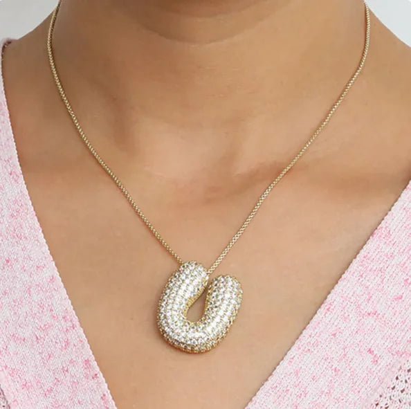 Star Brass Zircon Letter Necklace WEM Support (www.WEM.support)