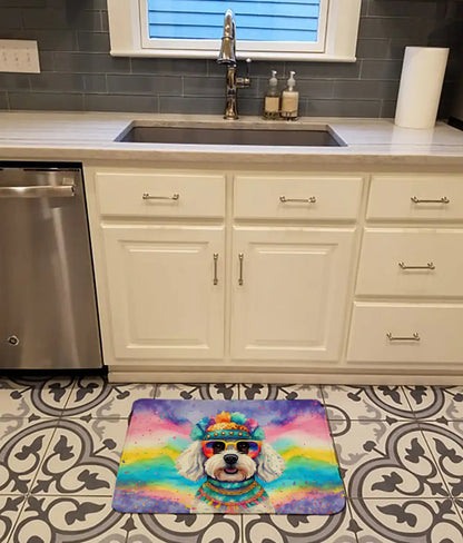 Bichon Frise Hippie Dawg Memory Foam Kitchen Mat WEM Support (www.WEM.support)