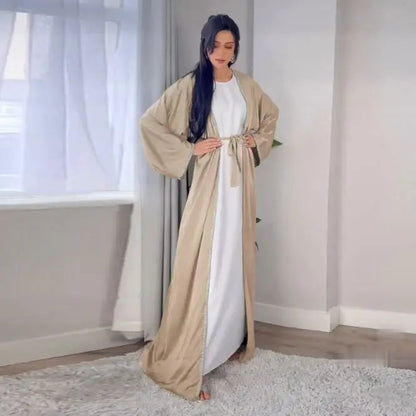 Rhinestone Dress Fashion Satin Soft Shawl Waist-tight Robe WEM Support (www.WEM.support)
