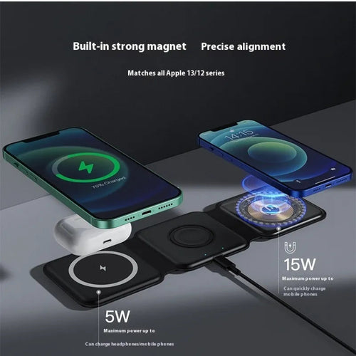 3 In 1 Magnetic Wireless Charging Folding Mobile Phone Holder WEM Support (www.WEM.support)