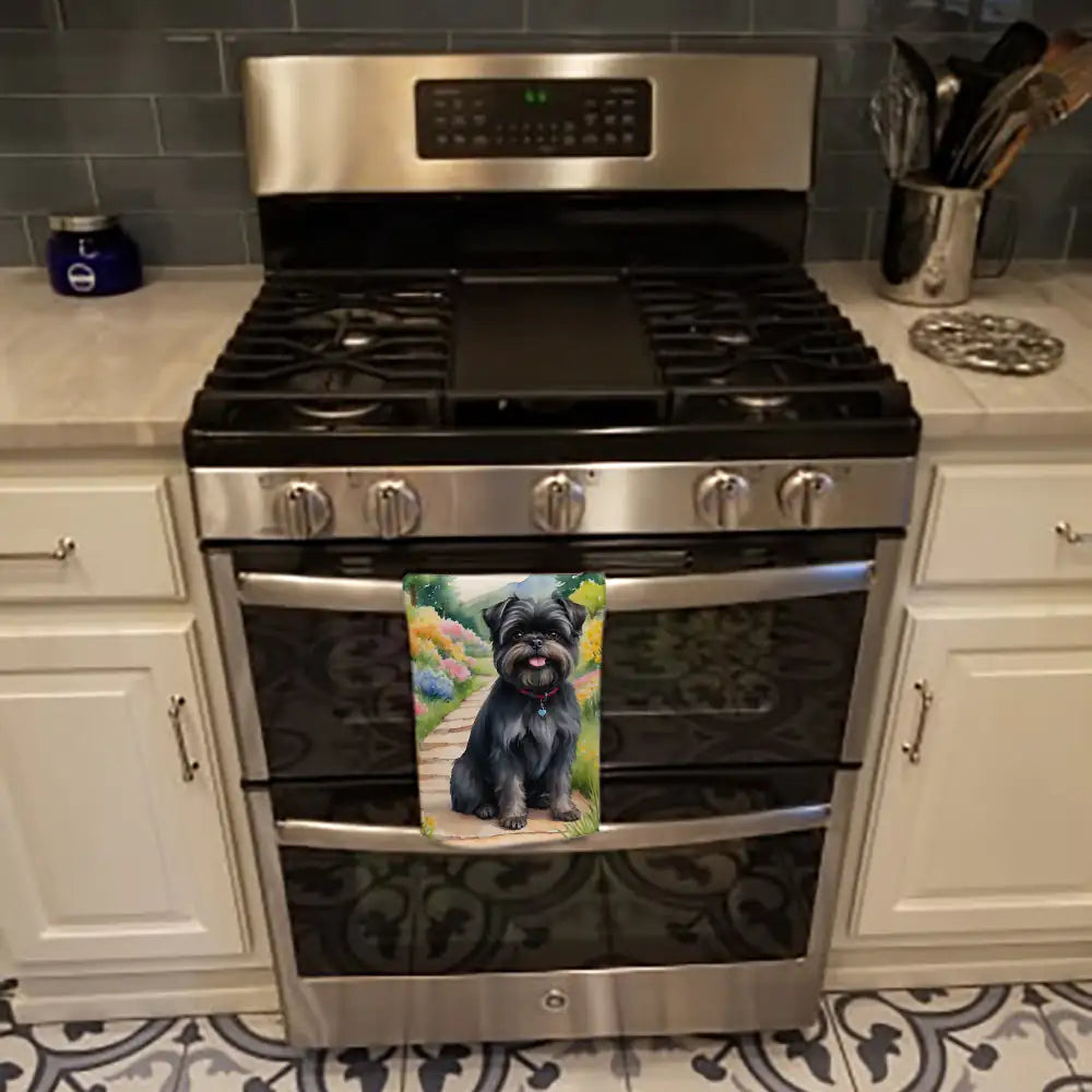 Affenpinscher Spring Garden Kitchen Towel WEM Support (www.WEM.support)