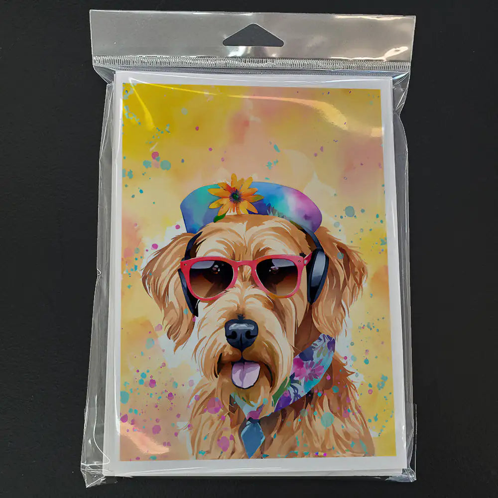 Airedale Terrier Hippie Dawg Greeting Cards Pack of 8 WEM Support (www.WEM.support)