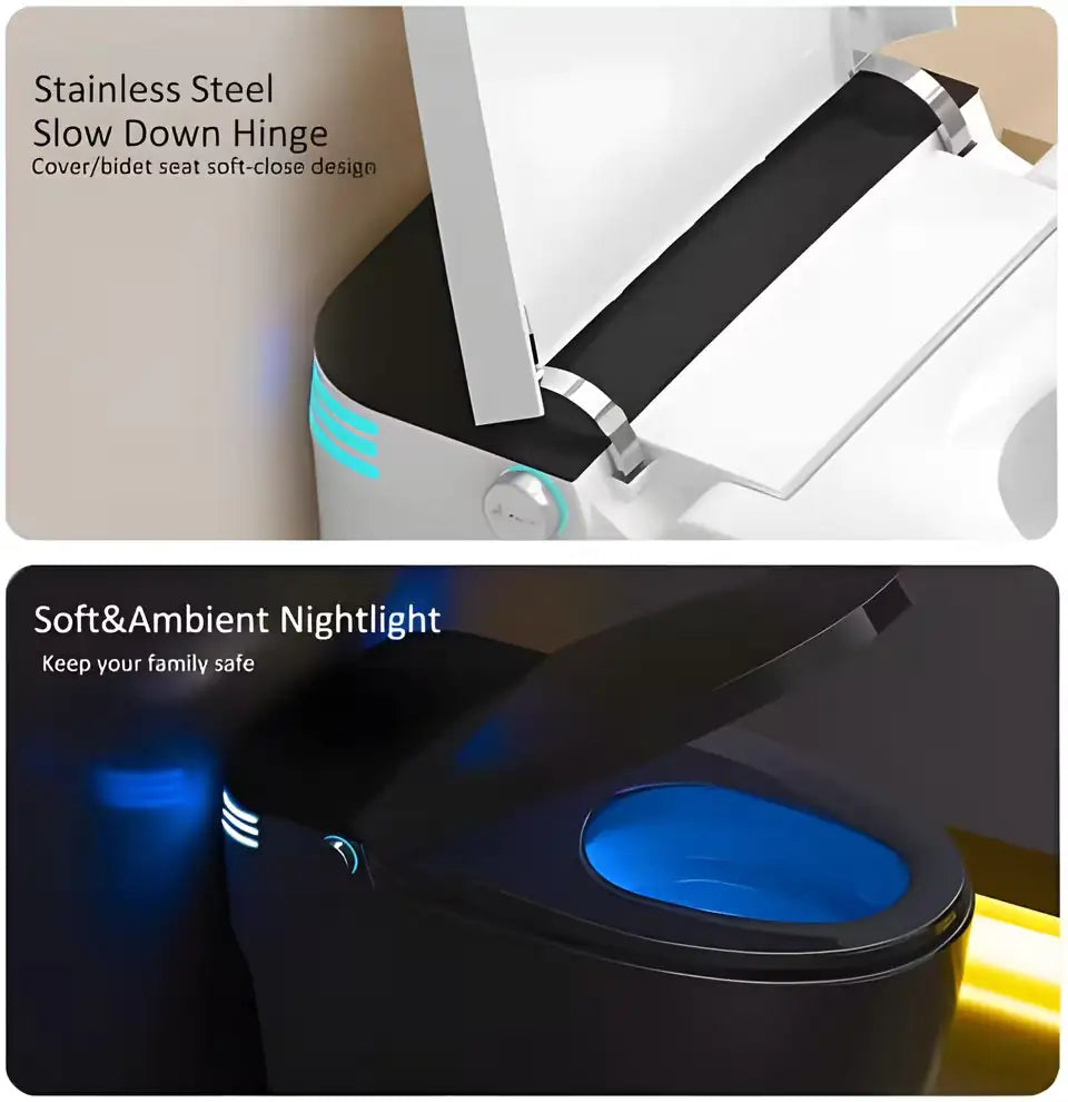 Smart Bidet Toilet For Bathrooms One Piece Toilet With Heated Bidet Seat,Foot Auto Sensor, Dual Flush, Tankless WEM Support (www.WEM.support)