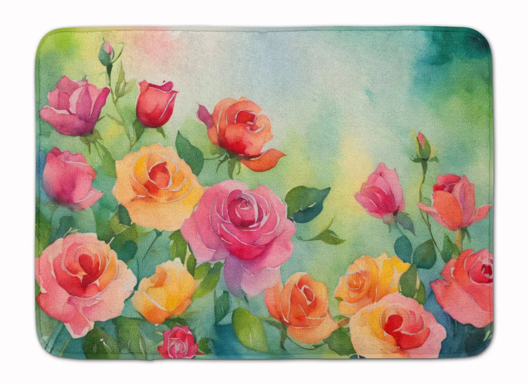Roses in Watercolor Memory Foam Kitchen Mat WEM Support (www.WEM.support)
