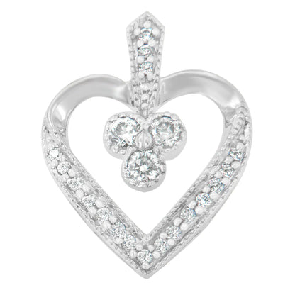 14K White Gold Princess Cut Diamond Forever Love Heart Pendant Necklace (0.30 cttw, H-I Color, SI2-I1 Clarity) WEM Support (www.WEM.support)