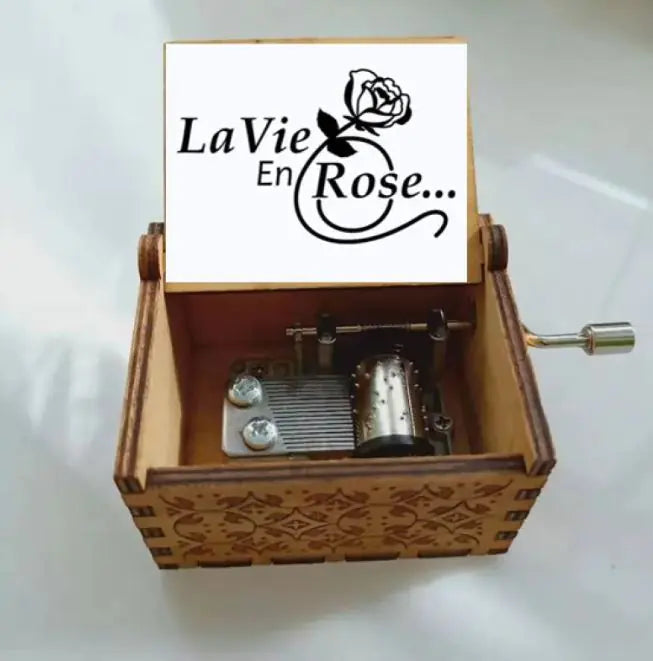 Antique Carved Wooden Hand Crank Music Box WEM Support (www.WEM.support)