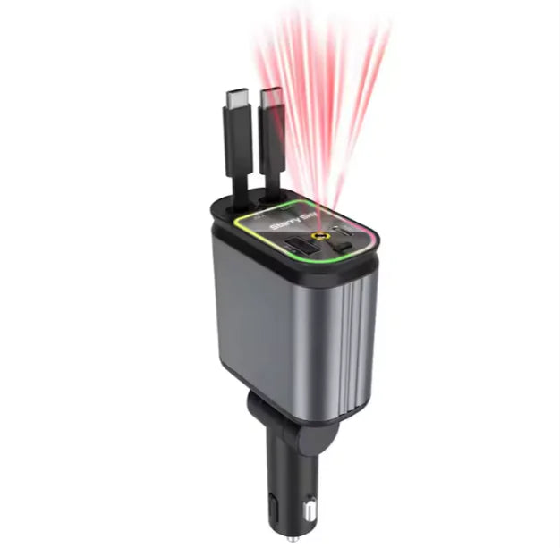 Metal Car Charger 100W Super Fast Charging Car Cigarette Lighter USB And TYPE-C Adapter WEM Support (www.WEM.support)
