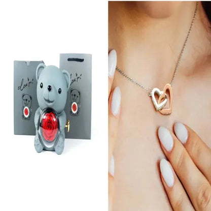 Rose Teddy Bear with Ring and Necklace WEM Support (www.WEM.support)