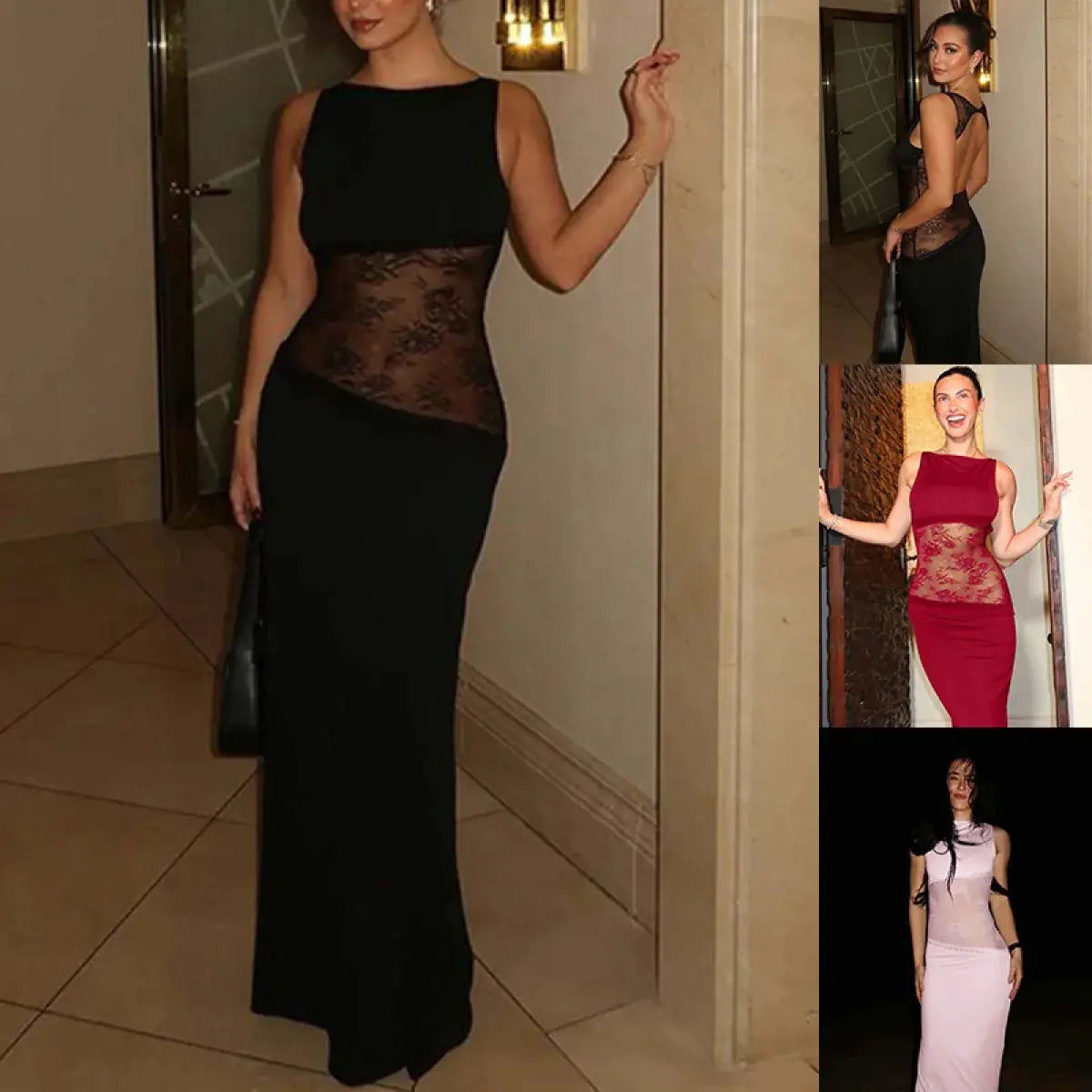 Elegant Hollow Lace Evening Gown HejK.com Marketplace LLC