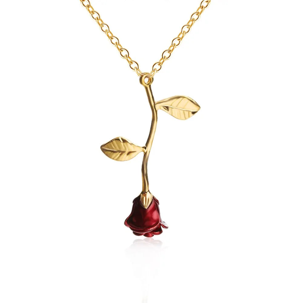 Red Rose Flower Necklace WEM Support (www.WEM.support)