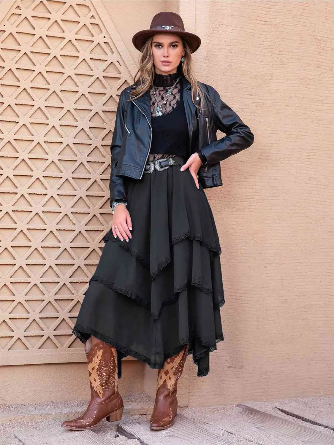 Tasha Tiered Midi Skirt- WEM Support (www.WEM.support)