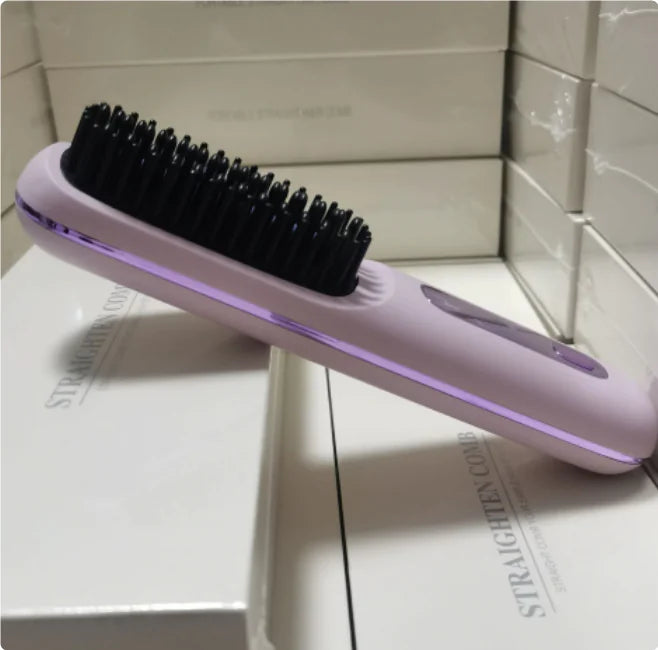 2-in-1 Wireless Hair Straightener Brush WEM Support (www.WEM.support)