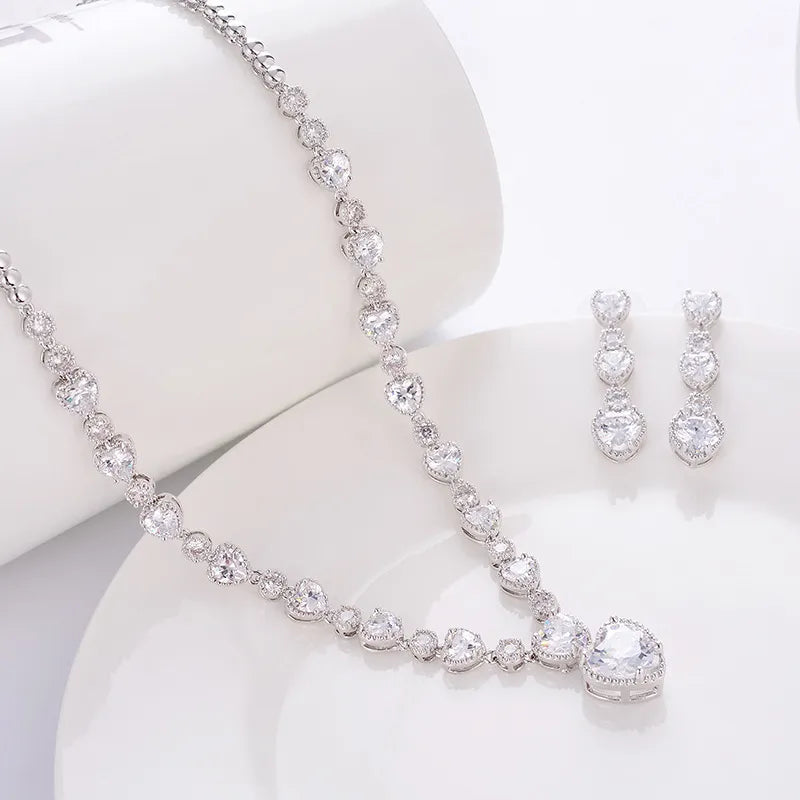 Silver Heart-Shaped Bridal Jewelry Set HejK.com Marketplace LLC