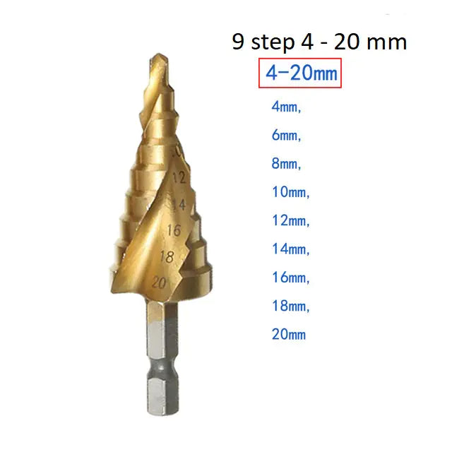 Stahl-Titanium Stufenbohrer WEM Support (www.WEM.support)