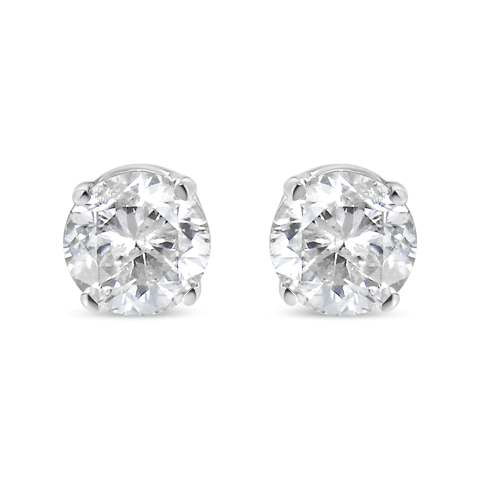 Aretes de Estudio de Diamantes Redondos y Brillantes Casi Incoloros de 5/8 Cttw en Oro Blanco de 10K, Clásicos con Montura de 4 Garras (Color H-I, Claridad I2-I3) WEM Support (www.WEM.support)
