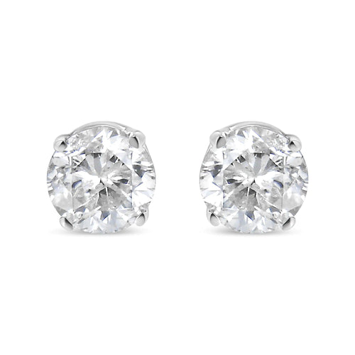 Aretes de Estudio de Diamantes Redondos y Brillantes Casi Incoloros de 5/8 Cttw en Oro Blanco de 10K, Clásicos con Montura de 4 Garras (Color H-I, Claridad I2-I3) WEM Support (www.WEM.support)