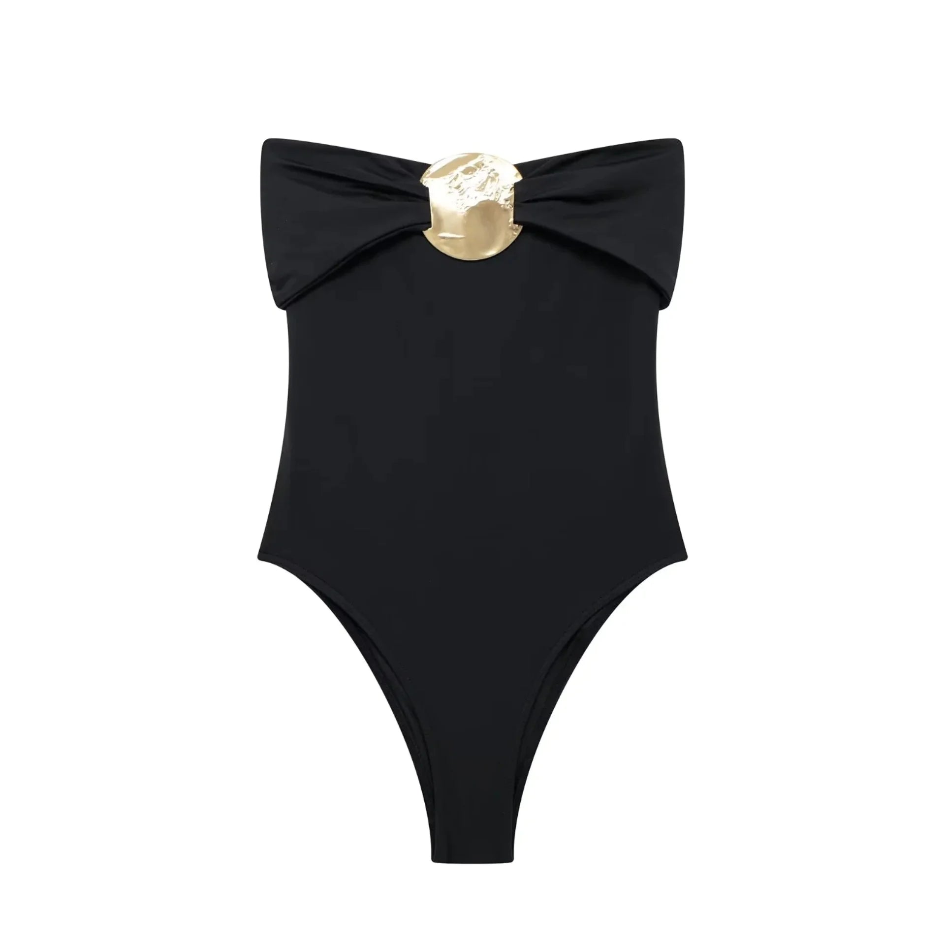 Swimsuit with Gold Metal Accent WEM Support (www.WEM.support)