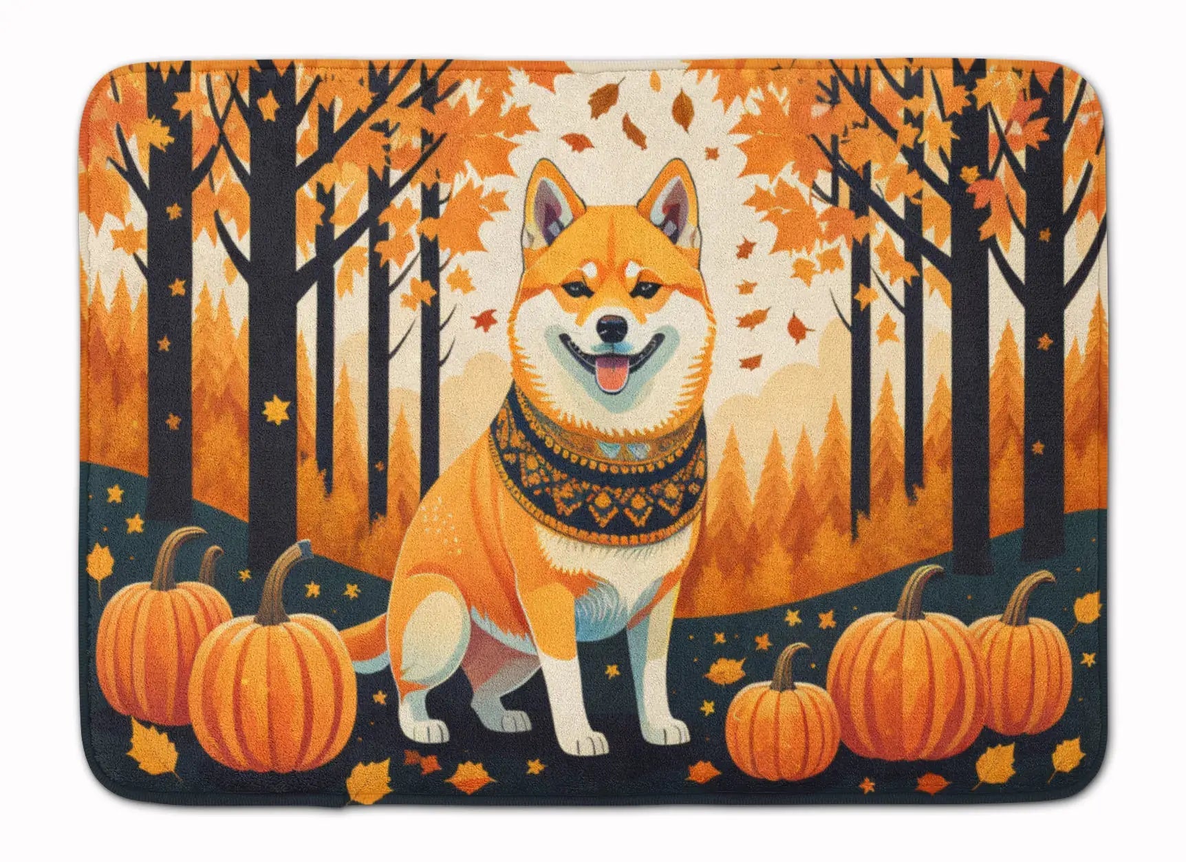 Shiba Inu Fall Memory Foam Kitchen Mat WEM Support (www.WEM.support)