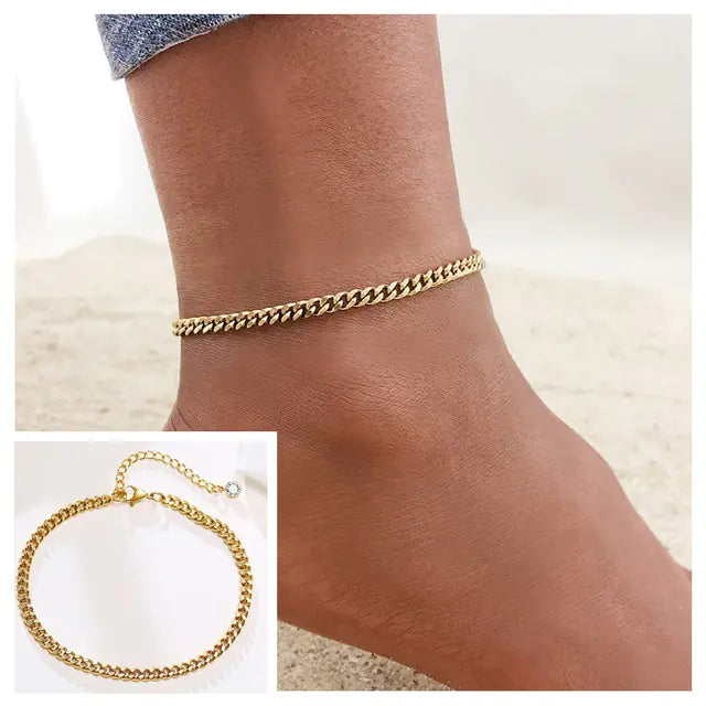 Adjustable Snake Chain Anklet for Women Girls WEM Support (www.WEM.support)