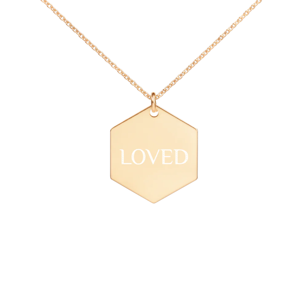 Sterling Silver Loved Hexagon Necklace WEM Support (www.WEM.support)