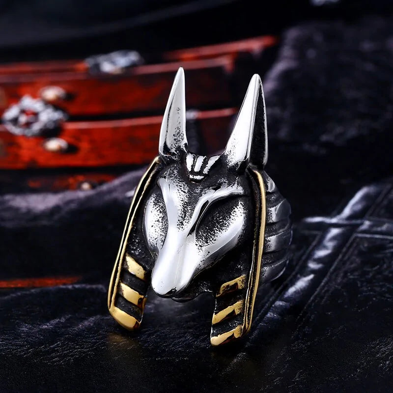 Old Egypt Ring God Style Jackal Head Amulet WEM Support (www.WEM.support)