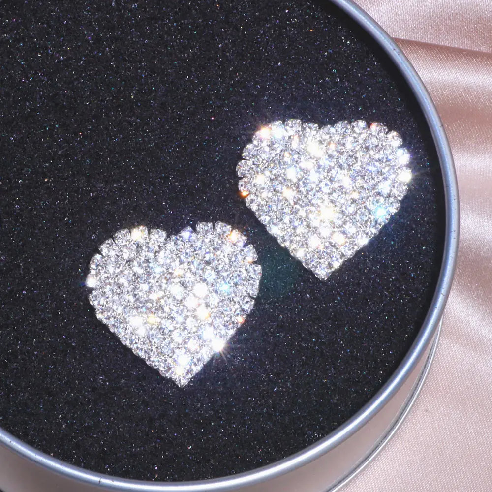 Crystal Heart Stud Earrings WEM Support (www.WEM.support)