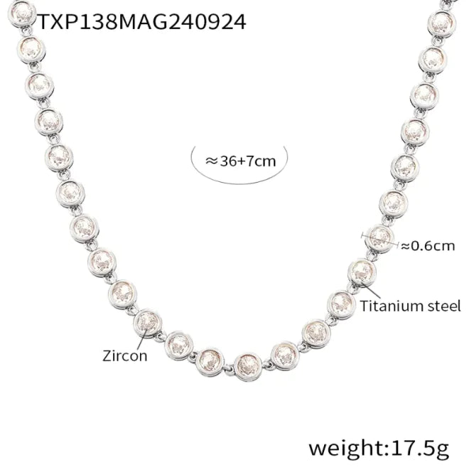 Titanium Steel Zircon Color Mix Bracelet & Necklace Set WEM Support (www.WEM.support)