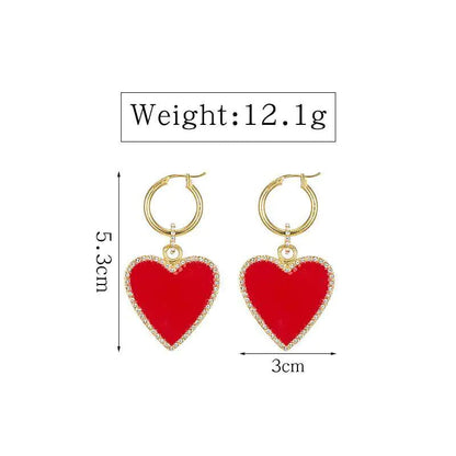 Red Heart Drop Earrings WEM Support (www.WEM.support)