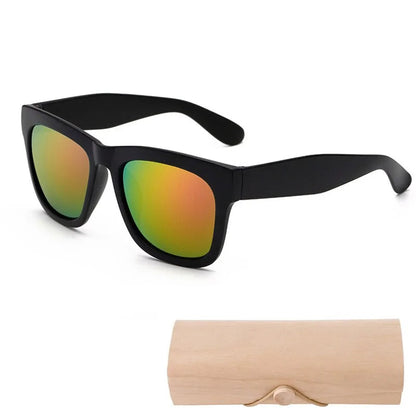 Square Bamboo  Retro Sunglasses WEM Support (www.WEM.support)