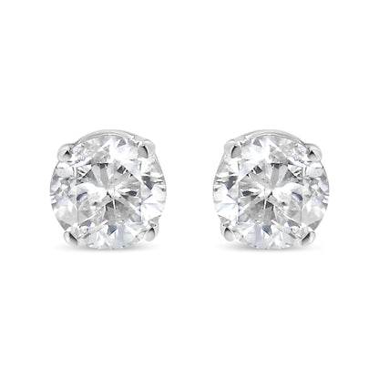 Boucles d'oreilles clous en argent sterling .925 de 3/8 Cttw avec diamants ronds brillants classique 4 griffes (Couleur I-J, Clarté I1-I2) WEM Support (www.WEM.support)