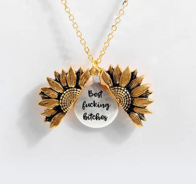 Sunflower Double-layer Lettering Necklace WEM Support (www.WEM.support)
