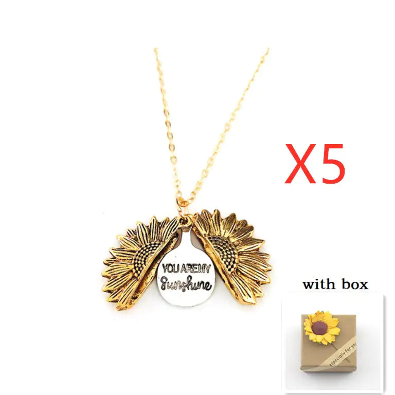 Sunflower Double Lettering Necklace WEM Support (www.WEM.support)