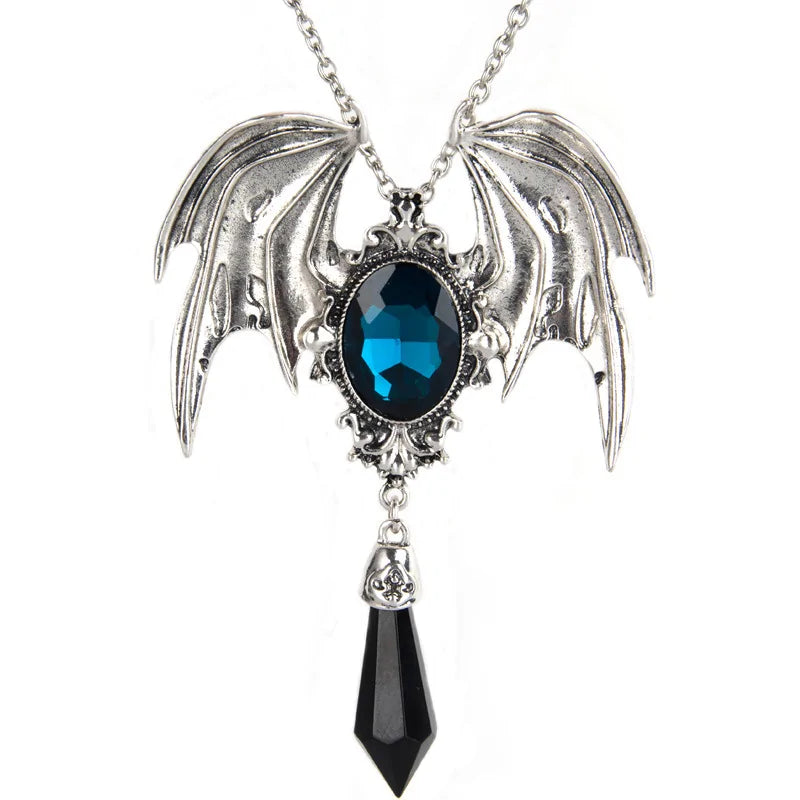Red Crystal Vampire Bat Pendant WEM Support (www.WEM.support)