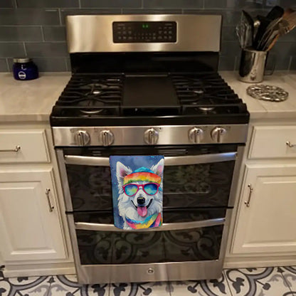 American Eskimo Hippie Dawg Kitchen Towel WEM Support (www.WEM.support)