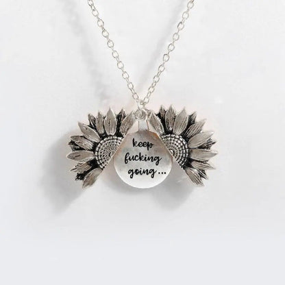 Sunflower Double-layer Lettering Necklace WEM Support (www.WEM.support)