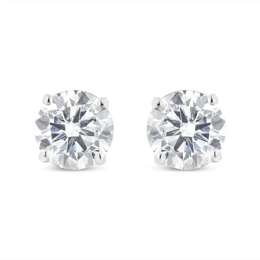18K White Gold 1-1/2 Cttw Round Brilliant-Cut Diamond Classic 4-Prong Stud Earrings with Screw Backs (G-H Color, VS1-VS2 Clarity) WEM Support (www.WEM.support)