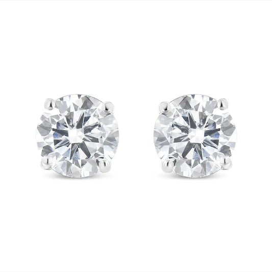 18K White Gold 1-1/2 Cttw Round Brilliant-Cut Diamond Classic 4-Prong Stud Earrings with Screw Backs (G-H Color, VS1-VS2 Clarity) WEM Support (www.WEM.support)