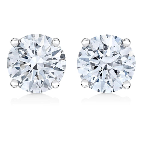 AGS Certified 14K White Gold 1.0 Cttw 4-Prong Set Brilliant Round-Cut Solitaire Diamond Push Back Stud Earrings (E-F Color, I1-I2 Clarity) WEM Support (www.WEM.support)
