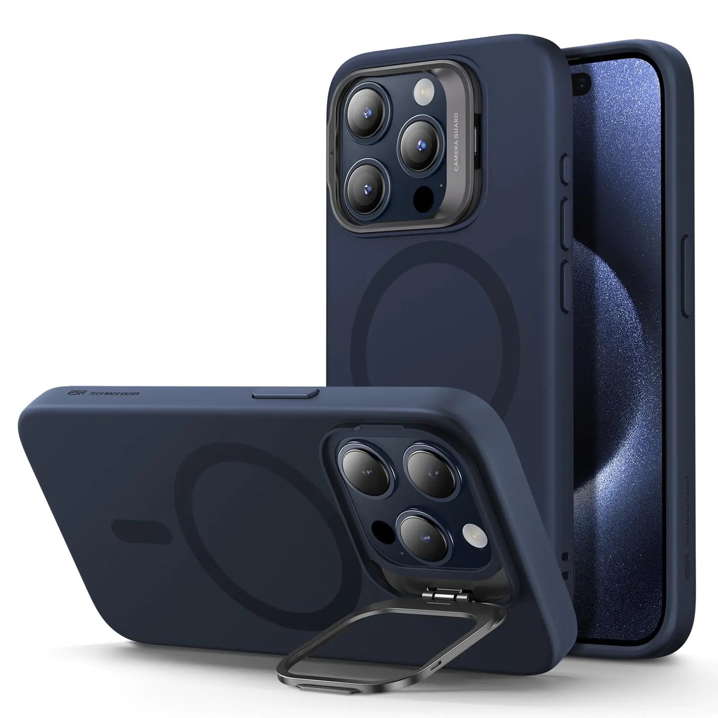 ESR for iPhone 15 Plus Case, Compatible with MagSafe, Military-Grade Protective Case, Built-in Stash Stand Phone Case, Scratch-Resistant Back Cover, Classic Series, Clear