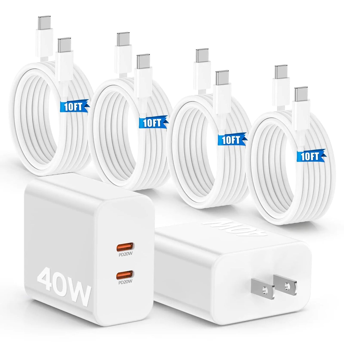 40W Fast Charger for iPhone 16 15 Pro Max Charger Fast Charging,2Pack Dual Port USB C Charging Block with 4Pack 6FT USB C to USB-C Charger Cord for iPhone 16 15 Plus/16 15 Pro Max/iPad Pro/Samsung S24 HejK.com