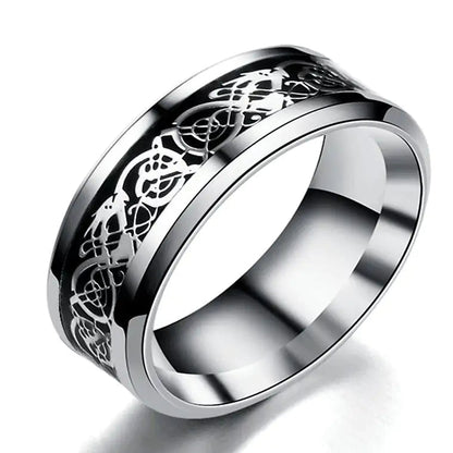 Stainless steel dragon pattern ring WEM Support (www.WEM.support)