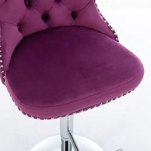 Swivel Velvet Barstools Adjusatble Seat Height From 25-33 Inch Purple,Set Of 2 WEM Support (www.WEM.support)