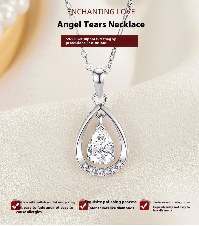 Sterling Silver Teardrop Necklace HejK.com