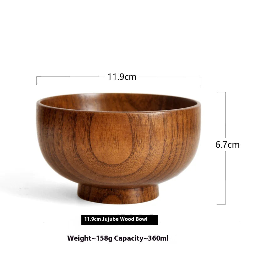 Solid Wood Soup & Noodle Bowl