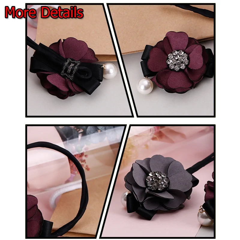 Elegant Rhinestone Flower Pearls Hair Curls Bun Maker WEM Support (www.WEM.support)