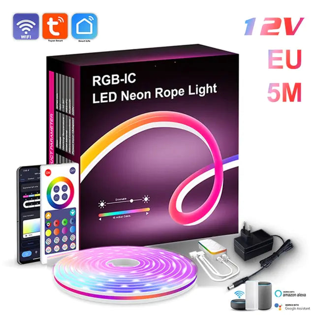 Barra de Luz Neon LED RGB com WiFi, Controle por App e Voz, Sincronização com Música – Ideal para Iluminação de Fundo de TV e Decoração de Ambientes WEM Support (www.WEM.support)