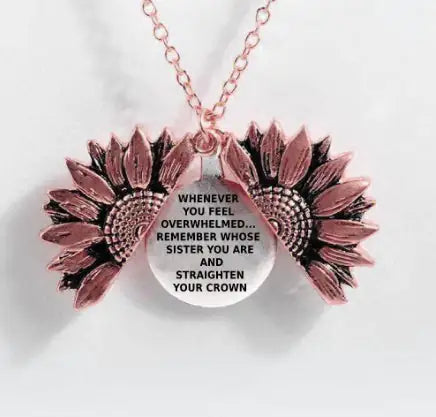 Sunflower Double-layer Lettering Necklace WEM Support (www.WEM.support)